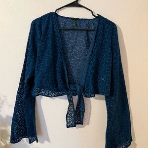 Wild Fable Teal Floral Lace Top